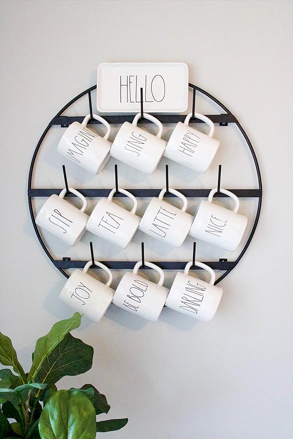 Claimed Corner Mug Rack with Sturdy Steel Frame, Matte Black Finish, Removable Rubber Caps, Wall Mounted (Round 24" x 24")