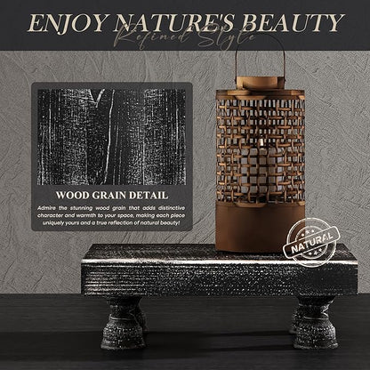 EOSAHR Stylish Pine Wood Risers for Decor for Kitchen Sink & Small Vanity - Risers Display Stands for Home Decor - Chic Sponge Holder & Bathroom Organizer (Black, 8.5")