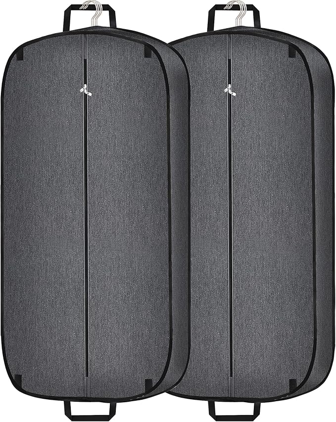 Heavy Duty Waterproof Garment Bag for Travel, Tear Resistance Suit Bag for Men Travel for Suits, Tuxedos, Coats, Uniform. 42 inch, Darkgrey, 2 Pack.…