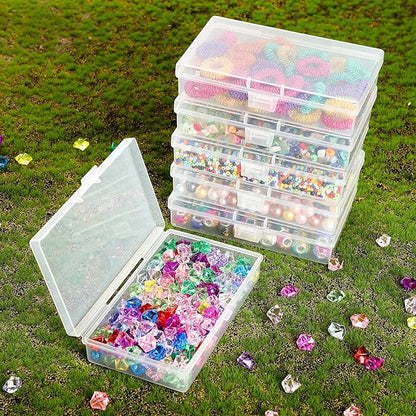 Jetec 6 Pieces Mini Plastic Clear Beads Storage Containers Box for Collecting Small Items, Beads, Jewelry, Business Cards, Game Pieces, Crafts (5.2 x 3 x 1.2 Inch)