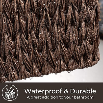 GRANNY SAYS Wicker Storage Basket for Shelves, Large Wicker Basket with Handles, Trapezoid Woven Baskets for Storage, Decorative Baskets for Home Decor, Brown