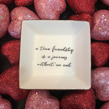 Simply Charmed Best Friend Gift for Women - Valentine's or Galentine's Day Gift - Birthday Gift for Friend - Ceramic Ring Dish for Her Jewelry