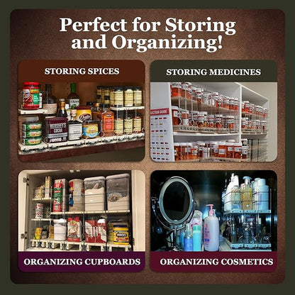 Vertical Spice - Large Pullout Sliding Spice Rack Organizer - 2 Individual 1 Tier Drawers - Premium Rolling Seasoning Holder/Caddy for Hidden Pantry Storage - Made in USA (6.9''W x 5.0" H x 10.6''D)