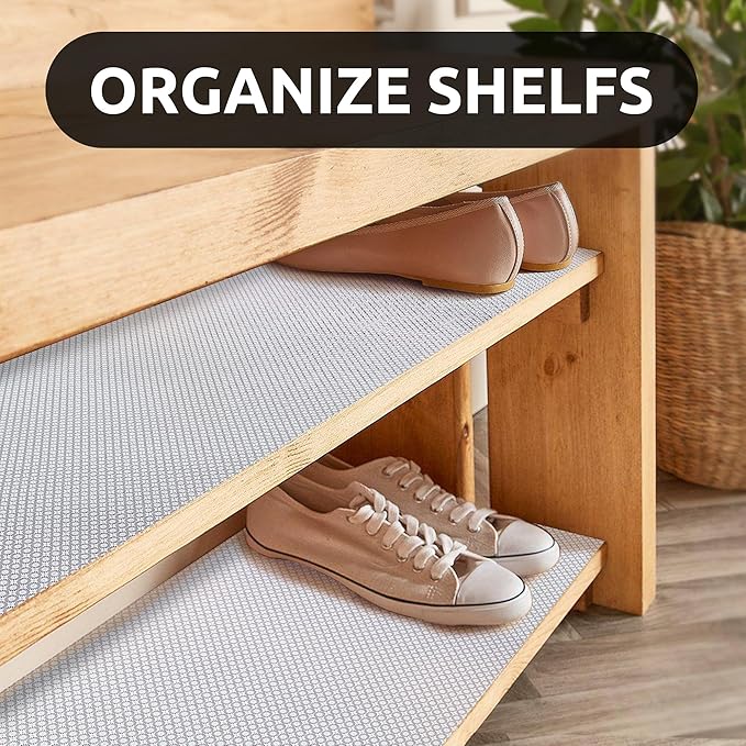 RAY STAR 12X120 Inch Shelf Liner for Kitchen Cabinets, Non-Adhesive Cabinet Liner Washable, PVC Drawer Liner for Dresser Non-Slip Bathroom (Black Circle)(4 Roll)