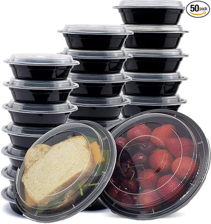 DHG PROFESSIONAL 50 Sets 24oz Meal Prep Containers with Lids, Microwavable Plastic BPA free