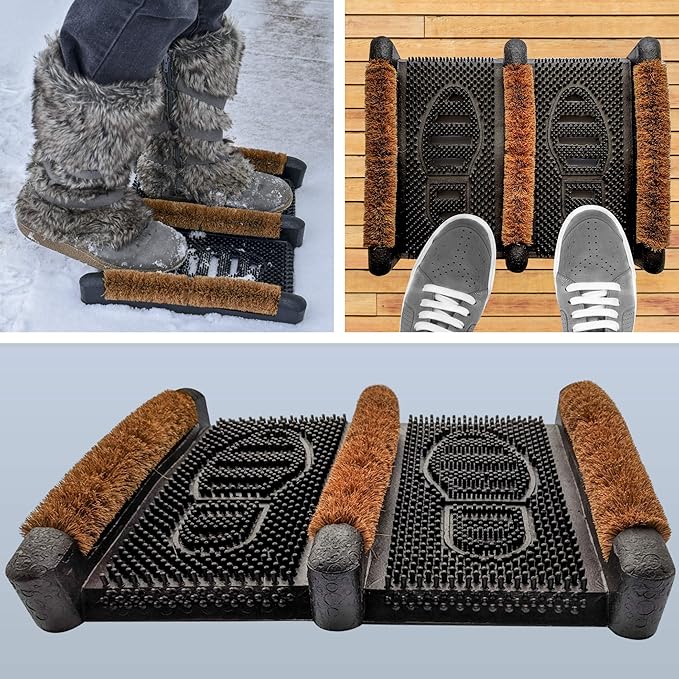 NINAMAR Mud Scrubber Rubber Brush Mat - Scrub & Scrape Muddy Shoes - 1 Pack