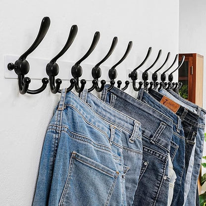 Dseap Coat Rack Wall Mount 2.0 Pro: Heavy Duty 300% Thicker, 16" Stud Mount, Stainless Steel Wall Coat Hooks Hanger for Clothes Jackets Hats Entryway Closet, MaxStrong Series, White & Black