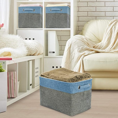 Sorbus Cubby Storage Organizer 15 Inch - Big Sturdy Collapsible Storage Bins with Dual Handles - Foldable Baskets for Organizing - Decorative Storage Bins for Shelves at Home & Office - 3 Pack| Aqua