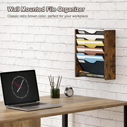 Wall File Organizer,6 Tier Mesh Mail Organizer Wall Mounted,Hanging File Holder,Magazine Rack for Documents,Magazine,Literature,File,Mails,Envelopes