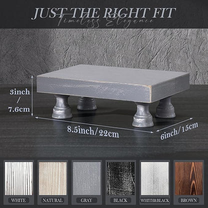 EOSAHR Pine Wood Risers for Decor for Kitchen Sink & Small Vanity - Versatile Risers Display Stands for Bathroom Decor - Chic Sponge Holder and Perfume Organizer (Gray, 8.5")