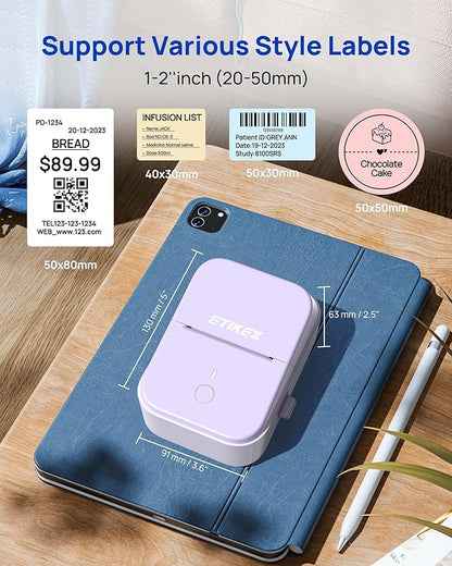 PM260 Label Maker Machine with Tape, 2 Inch Label Tape Maker Bluetooth Label Printer, Inkless Portable Label Maker for Home, Kitchen, School, Office Organization, Purple