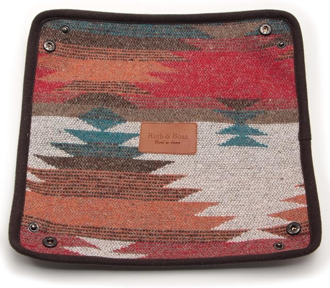 Ruth&Boaz Wool Fabric Valet Tray | EDC Tray | Lay Plat Wool Tray Suitable for Travel 8x8 inches(M-orange)