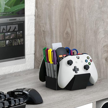 Dual Game Controller, TV Remote Control & Stationary Storage Desktop Organizer Holder, Universal Design for Xbox ONE PS5 PS4 PC Gamepads, Reduce Clutter (D03)
