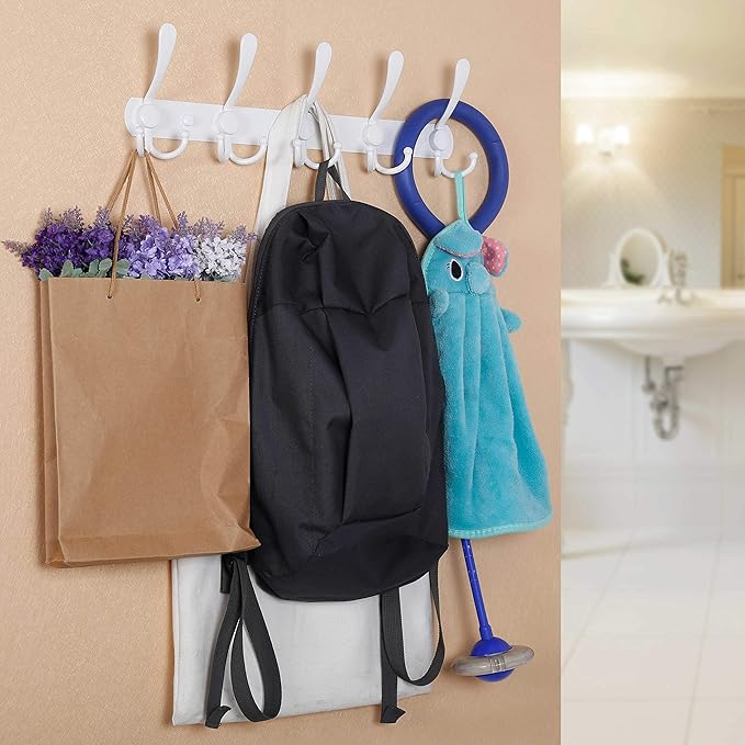 WEBI Coat Rack Wall Mount,Coat Hooks Wall Mounted,Coat Hanger Wall,Hook Rack Rail,Wall Coat Rack with Hooks for Hanging Jacket,Clothes,White