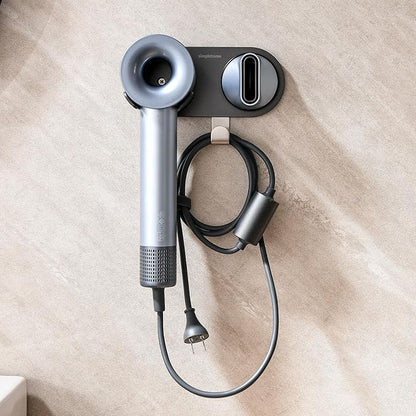 simpletome Hair Dryer Holder Wall Mount for All Magnetic High Speed Blow Dryer with Plug Cord Organizer Hook (Aluminum Alloy, White)