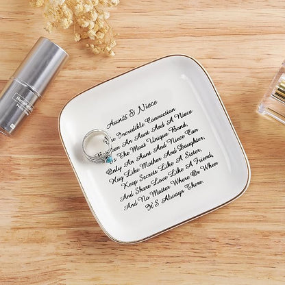 PUDDING CABIN Aunt Gifts from Niece for Mother's Day, “Aunts & Niece” Trinket Dish Ring Holder Gifts for Aunt Mother's Day Aunts Birthday, Thanksgiving, Christmas, Aunt Niece Mother's Day Gifts