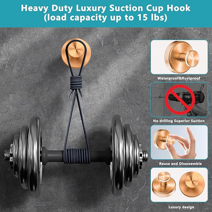 Epritliber Suction Cup Hooks for Shower,Wreath Hanger for Front Door,Removable No Drill Towel Loofah Hooks,Upgraded 15 lbs Strong Suction for Bathroom,Wall,Glass,Stainless Waterproof-Rose Gold 4 Pcs