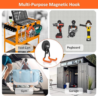 ENUODA Magnetic Hooks Heavy Duty Magnetic Tool Holder Magnets with Hooks for Hanging Wreath, Garden Tool, Toolbox, Shovel, Broom, Garage, Tool Chest, Organization, 4 PCS