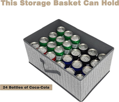 Storage Baskets, 15.7 Inch Woven Fabric Bins, Storage Cubes with Reinforced Handles, Organizer Bins for Closet Shelves, Foldable, for Toys, Clothes, Natural Beige (3PCS/Grey-15.7*11*7.8inch)