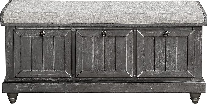 Lexicon Berryessa Lift-Top Storage Bench, Distressed Dark Gray
