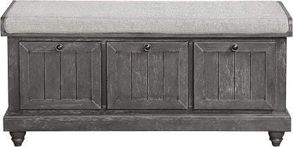 Lexicon Berryessa Lift-Top Storage Bench, Distressed Dark Gray