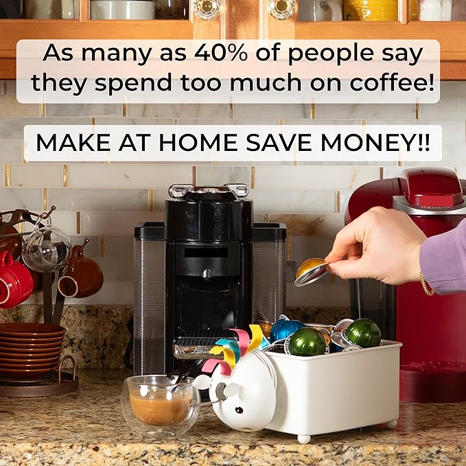 Made Easy Kit Coffee Pod Organizer Compatible with Nespresso Vertuo and Original - Countertop Sculpture Holder Basket Style for Café Bar, Corner Station Office Break Area (Unicorn Square)
