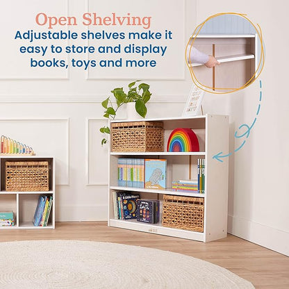 ECR4Kids Wooden Classic Bookcase with Adjustable Shelves, 36in, Classroom Bookshelf, White Wash