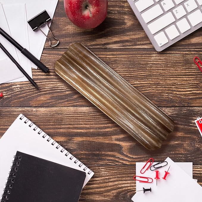 Pen holder Organizer of Office desks, Walnut Desk Pen Stand with 4 Compartments, Wave Pen Tray Office Accessory, Teacher Gifts, Suitable for School, Home, Office Desktop Office Art Accessories
