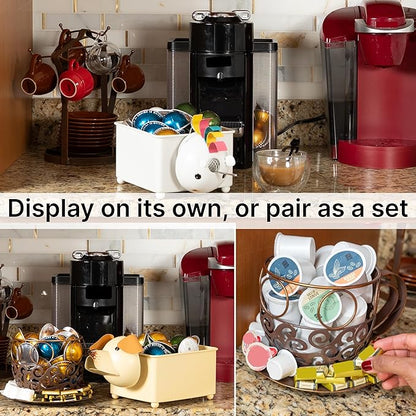 Made Easy Kit Coffee Pod Organizer Compatible with Nespresso Vertuo and Original - Countertop Sculpture Holder Basket Style for Café Bar, Corner Station Office Break Area (Unicorn Square)