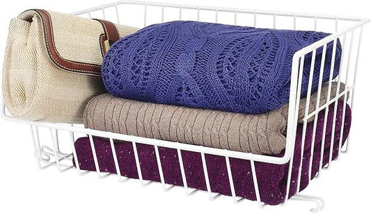 Whitmor Wire Stackable Basket, White