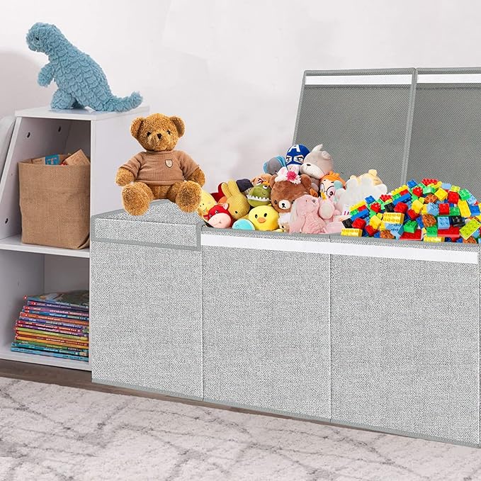 Extra Large Toy Box for Girls Boys - Collapsible Kids Toy Chest Boxes Organizers and Storage for Livingroom,Playroom,Closet 35.8"x12.6"x16"(Grey)