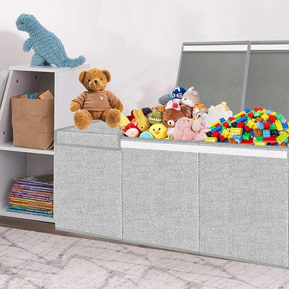 Extra Large Toy Box for Girls Boys - Collapsible Kids Toy Chest Boxes Organizers and Storage for Livingroom,Playroom,Closet 35.8"x12.6"x16"(Grey)
