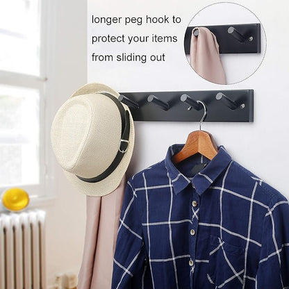 WEBI Coat Rack Wall Mounted,Coat Hanger Wall,16" Hole to Hole,Coat Hooks Wall Mount,Hook Rack Peg Rail,5 Hooks for Hanging Jacket,Hats,Clothes,White