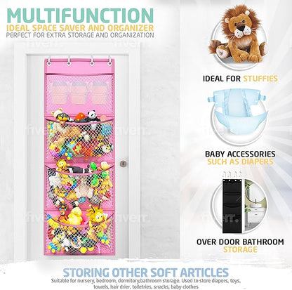 Honeyera Storage for Stuffed Animals - Over Door Organizer for Stuffies, Baby Accessories, and Toy Plush/Easy Installation with Breathable Hanging Storage Pockets Big Girls Chair Toddler Large Bag