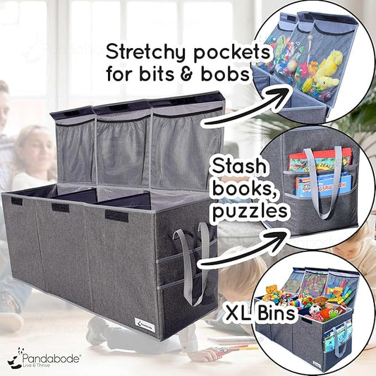 Extra Large Toy Box - Big Toy Box - Sturdy Extra Large Toy Storage Organizer with Pockets - Extra Large Toy Chest 36 x 16 x 12 in - Black