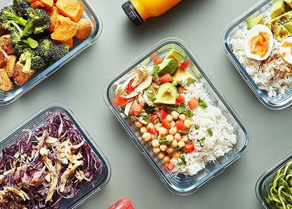 [10-Pack]Glass Meal Prep Containers with Lids, MCIRCO Glass Food Storage Containers with Snap Locking Lids, Airtight Lunch Containers, Microwave, Oven, Freezer and Dishwasher, Green