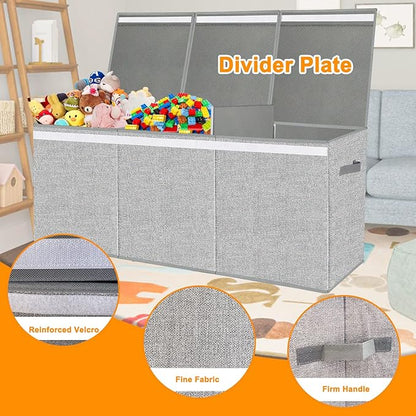 Extra Large Toy Box for Girls Boys - Collapsible Kids Toy Chest Boxes Organizers and Storage for Livingroom,Playroom,Closet 35.8"x12.6"x16"(Grey)