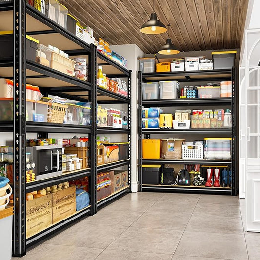 REIBII 2400LBS Garage Shelving Heavy Duty 5 Tier Storage Shelves Adjustable Garage Shelves, Utility Rack Shelf, Shelving Units for Storage Warehouse Pantry Closet, 35.5" W x 11.9" D x 72" H, 2 Pack