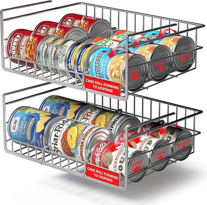 Sorbus Under Cabinet Can Organizer Hanging Basket– Pantry Under shelf basket for Canned Goods, Fruits, and Kitchen Storage – Rolling Can Dispenser Rack, wire shelf for Kitchen Pantry Organization
