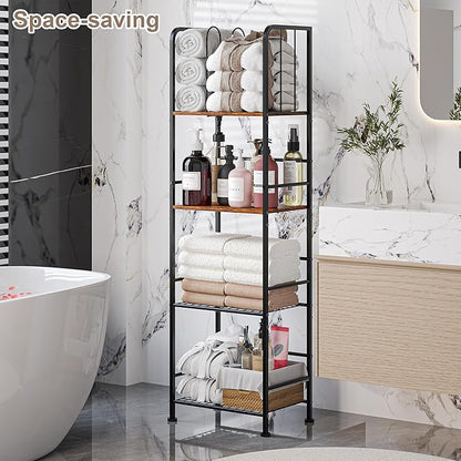 Towel Rack Free Standing 4-Tier M-Shaped Detachable Dividers, Durable Metal Towel Holder, Pool Items Holder, Space-Saving Storage Organizer, Modern Bath Towel Shelf for Bathroom Patent Pending
