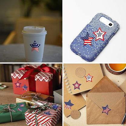 Patriotic Stickers 500 Pcs, 1.5" Memorial Day 4th of July Stars Stickers (wujiaoxing)