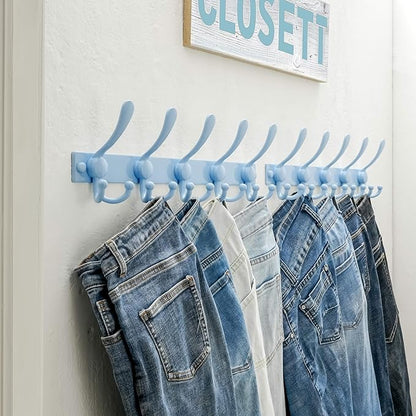 Dseap Coat Rack Wall Mount 2.0 Pro: Heavy Duty 300% Thicker, 16" Stud Mount, Stainless Steel Wall Coat Hooks Hanger for Clothes Jackets Hats Entryway Closet, MaxStrong Series, Blue, Pack of 2