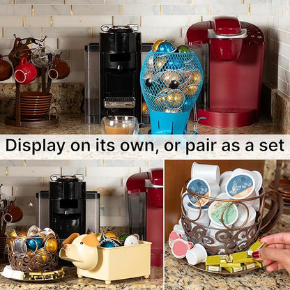 Made Easy Kit Coffee Pod Organizer Compatible with Nespresso Vertuo and Original - Countertop Sculpture Holder Basket Style for Café Bar, Corner Station Office Break Area (Octopus)