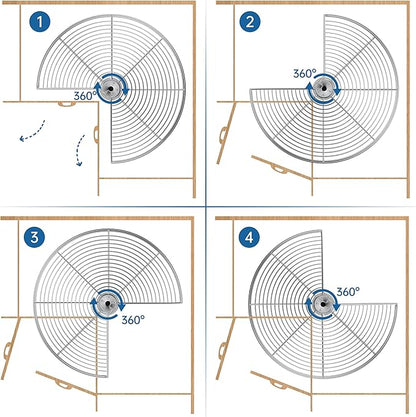 32" Kidney Lazy Susan for Corner Cabinet, Lazy Susan Replacement Shelves for Cabinet,Chrome Rotating Storage Rack for Corner Cabinet Organizer (Cannot be Door-Mounted)