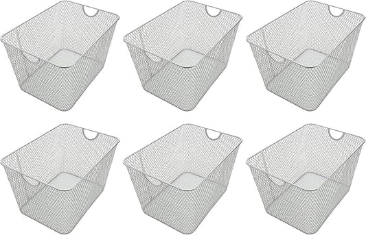 YBM HOME Kitchen Pantry Organizer Wire Basket for Shelves, Cabinets, Pantry, Countertop, Mesh Open Storage Bin Metal Basket for Organizing Food Supplies 14 x 10 x 9, Pack of 6, Silver