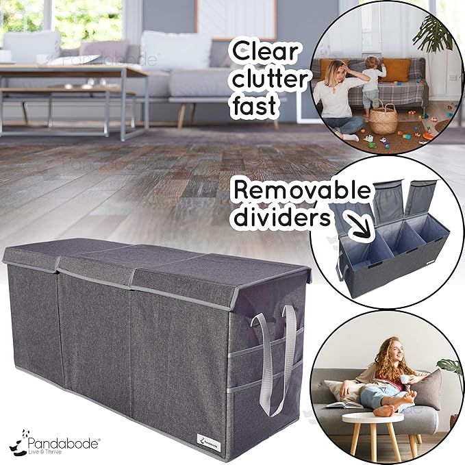 Extra Large Toy Box - Big Toy Box - Sturdy Extra Large Toy Storage Organizer with Pockets - Extra Large Toy Chest 36 x 16 x 12 in - Black