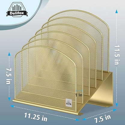 Inclined Desk File Organizer,Vertical File Folder Holder Stand Metal Rack File Sorter for Office Classroom Desktop Organization