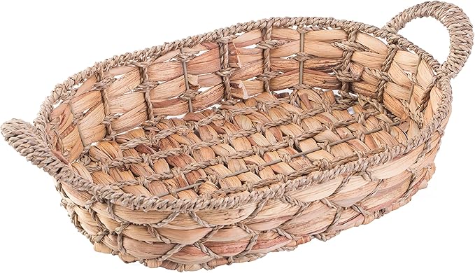 Seagrass Wicker Bread Baskets for Serving with Handles (Set of 4 Medium) – Bread Serving Basket for Table, Fruit Basket, Dinner Roll Basket