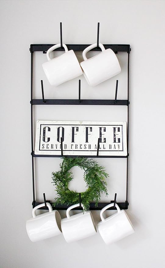 Claimed Corner Mug Rack with Sturdy Steel Frame, Matte Black Finish, Removable Rubber Caps, Wall Mounted (Mini ‎14" x 24")