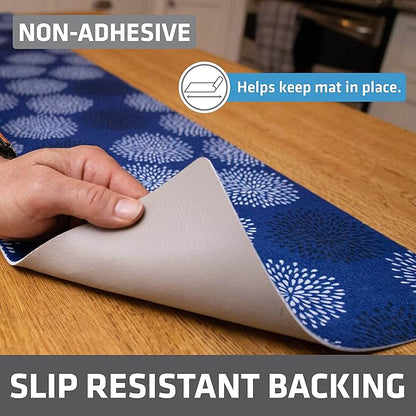 Drymate Premium Luxury Shelf & Drawer Liner, Thick Cushioned Fabric, Non-Adhesive, Absorbent, Waterproof, Slip-Resistant, Liners for Kitchen Cabinets, Cupboards (USA Made)(12”x59”)(2-Pack)(GoodBlue)